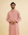 Coral Pink Jaal Patterned Kurta Set